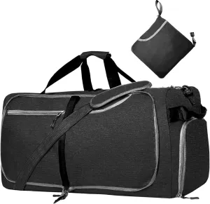 Travel Duffle Bag for Men, Extra Large Foldable Duffel Bags for Traveling with Shoes & Wet Compartment Waterproof Weekender Gym Bag for Men Women(150LBlack)