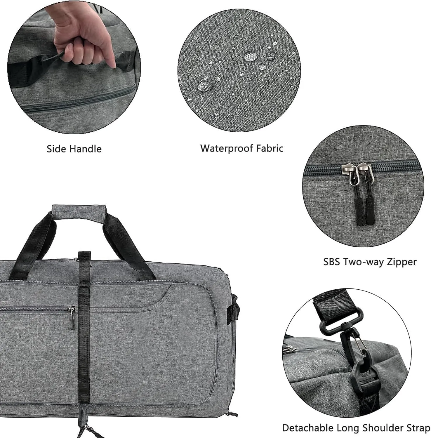 Travel Duffle Bag for Men, Extra Large Foldable Duffel Bags for Traveling with Shoes & Wet Compartment Waterproof Weekender Gym Bag for Men Women(150LDarkgrey)