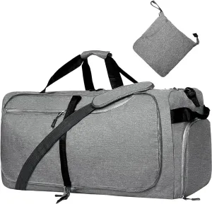 Travel Duffle Bag for Men, Extra Large Foldable Duffel Bags for Traveling with Shoes & Wet Compartment Waterproof Weekender Gym Bag for Men Women(150LDarkgrey)