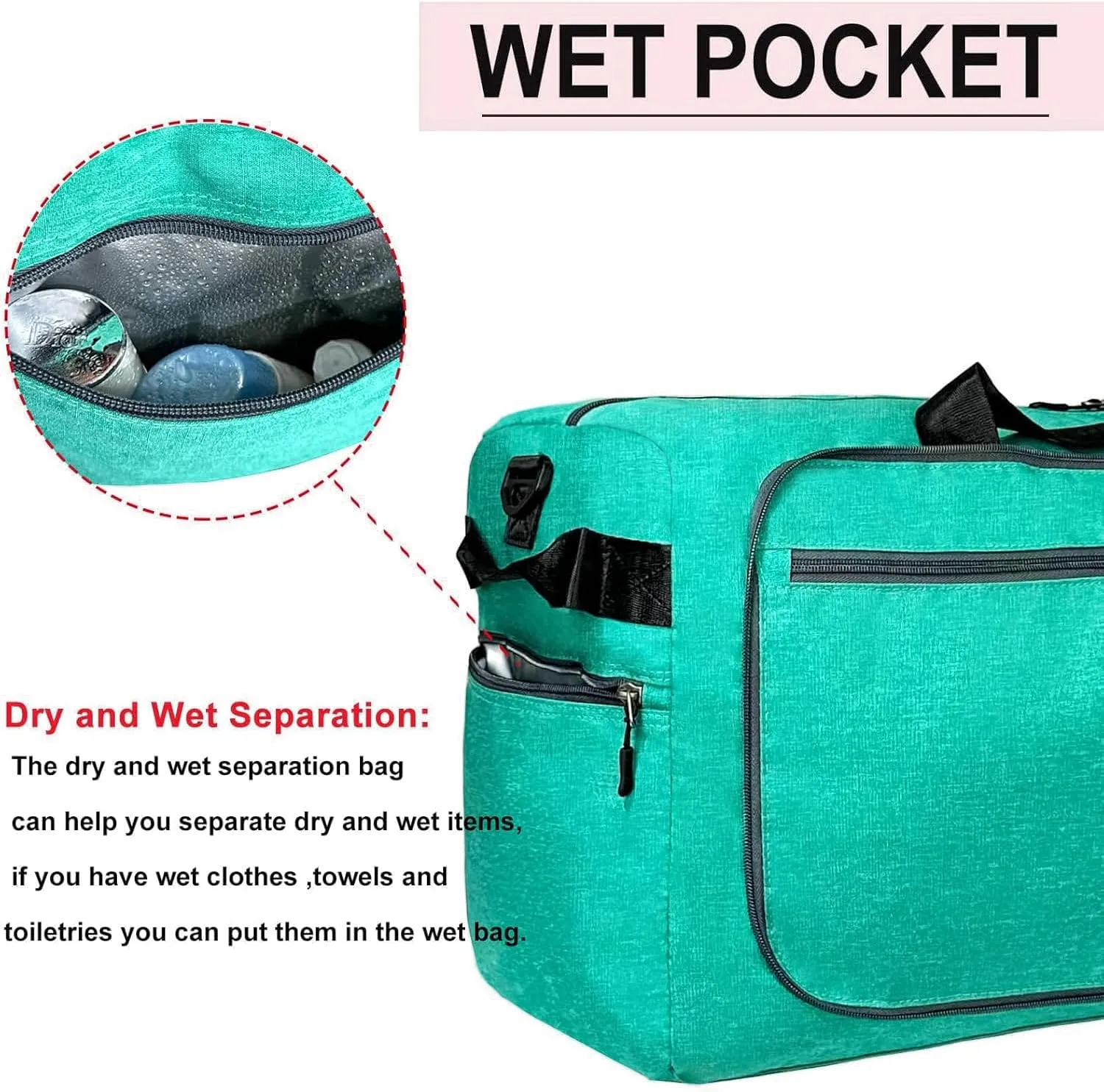 Travel Duffle Bag for Men, Large Foldable Duffel Bags for Traveling with Shoes & Wet Compartment Waterproof Weekender Gym Bag for Men Women(65LTeal)