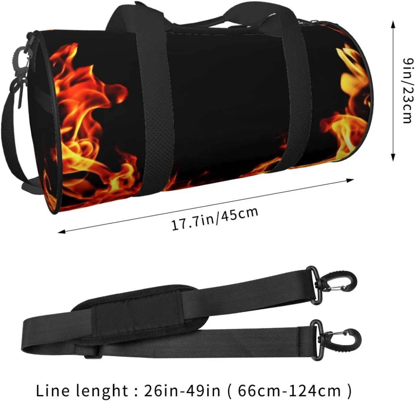 Travel Duffle Bag for Men Women, Flame Fire Hell Duffle Bags for Sport Gym Overnight Luggage