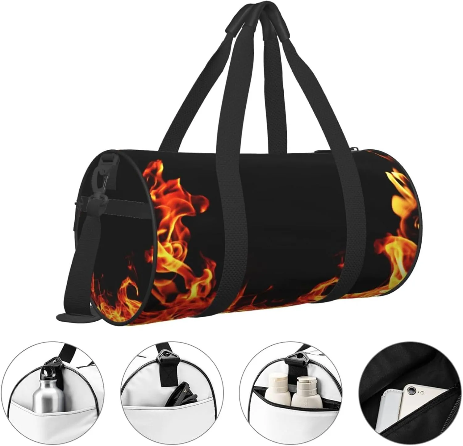 Travel Duffle Bag for Men Women, Flame Fire Hell Duffle Bags for Sport Gym Overnight Luggage