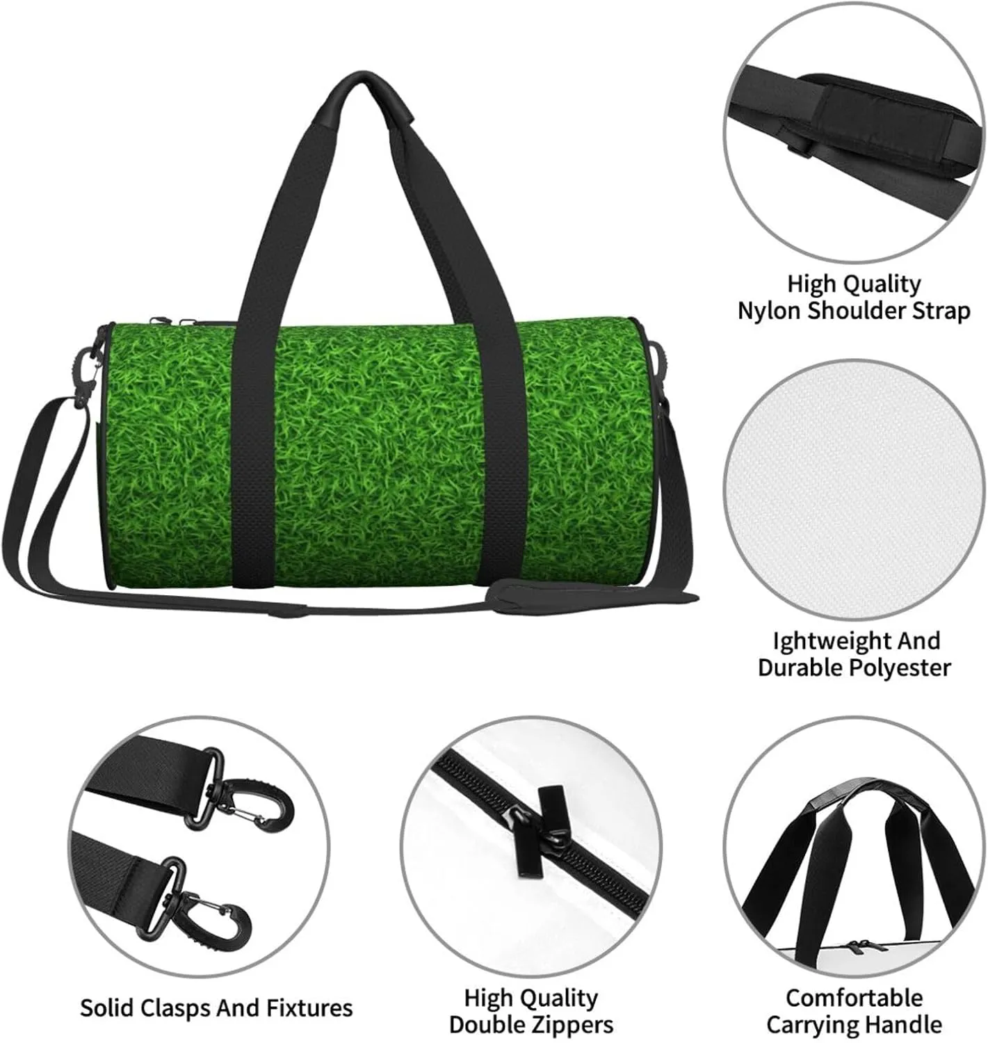 Travel Duffle Bag for Men Women, Green Grass Print Duffle Bags for Sport Gym Overnight Luggage