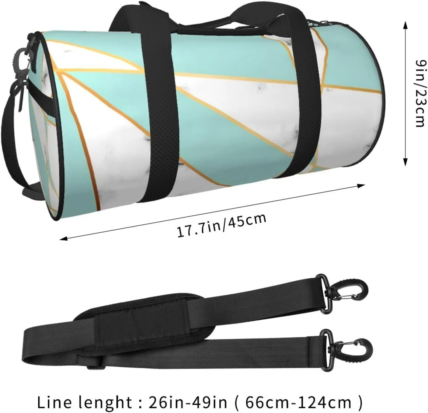 Travel Duffle Bag for Men Women, Marble Golden Lines Marbling Duffle Bags for Sport Gym Overnight Luggage