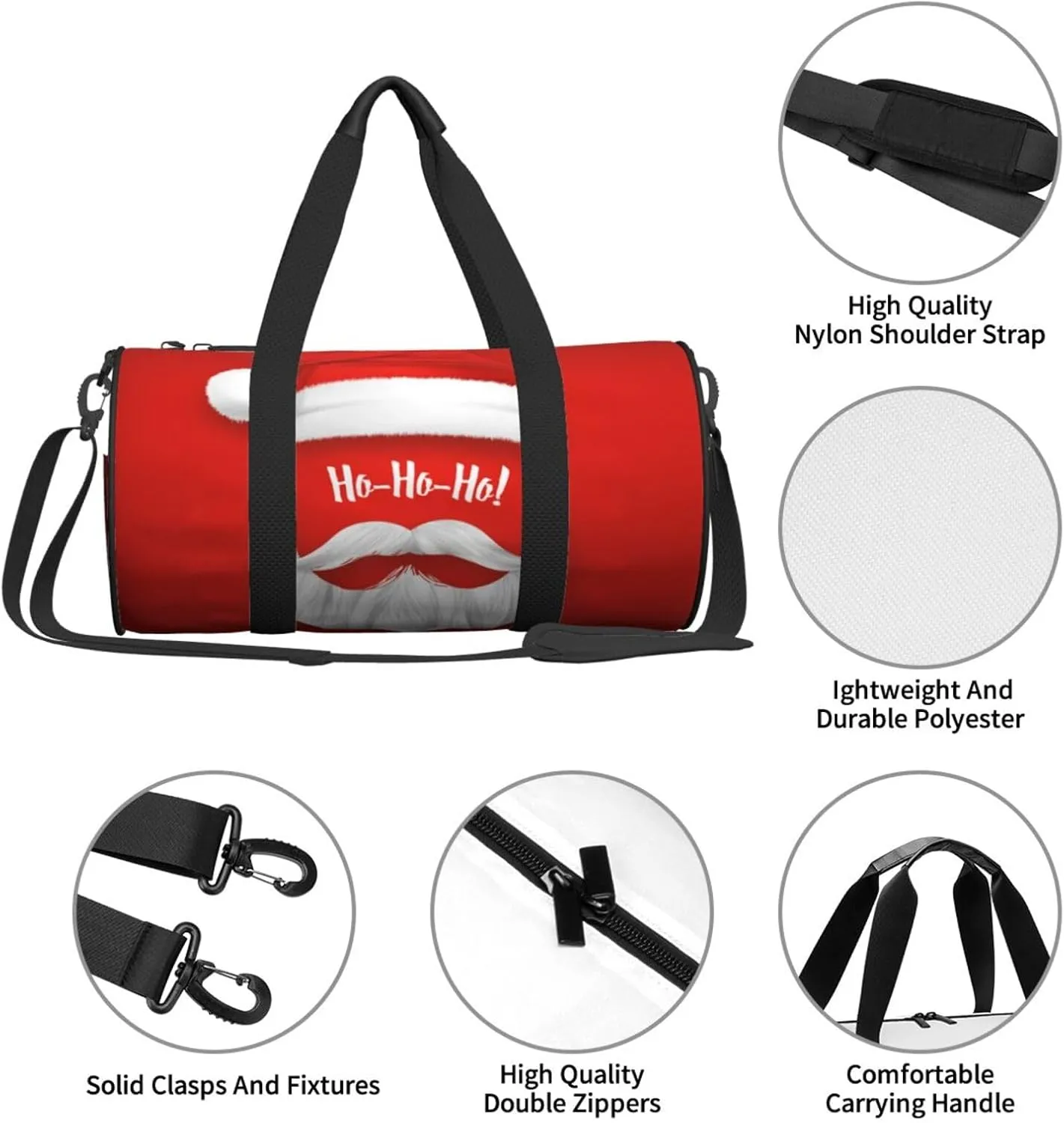 Travel Duffle Bag for Men Women, Santa Claus Christmas Duffle Bags for Sport Gym Overnight Luggage
