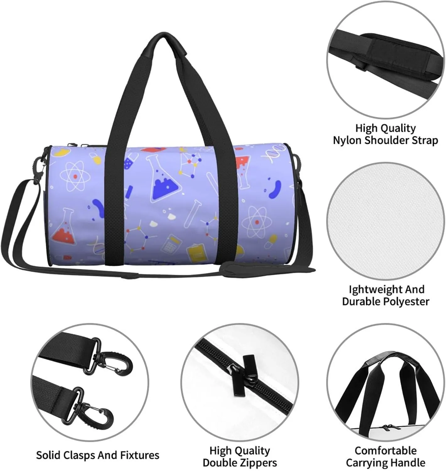 Travel Duffle Bag for Men Women, Science Education Duffle Bags for Sport Gym Overnight Luggage