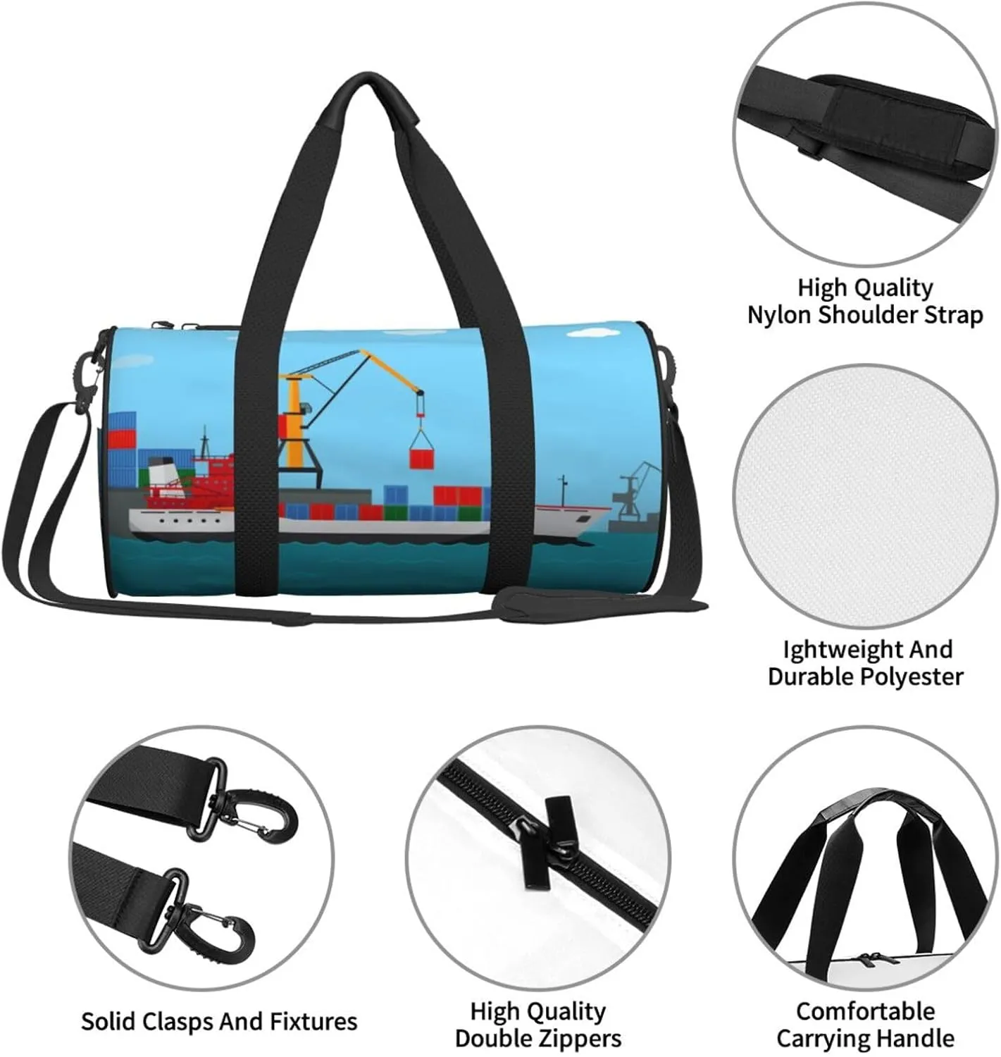 Travel Duffle Bag for Men Women, Shipping Water Transport Duffle Bags for Sport Gym Overnight Luggage