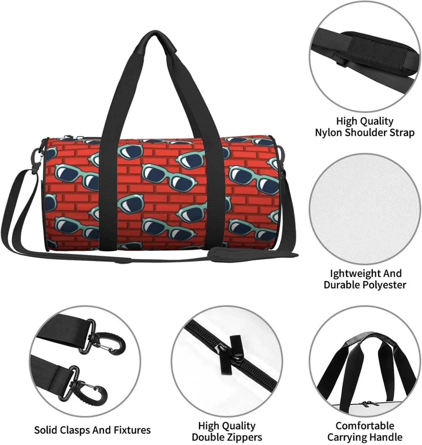 Travel Duffle Bag for Men Women, Sunglasses Duffle Bags for Sport Gym Overnight Luggage