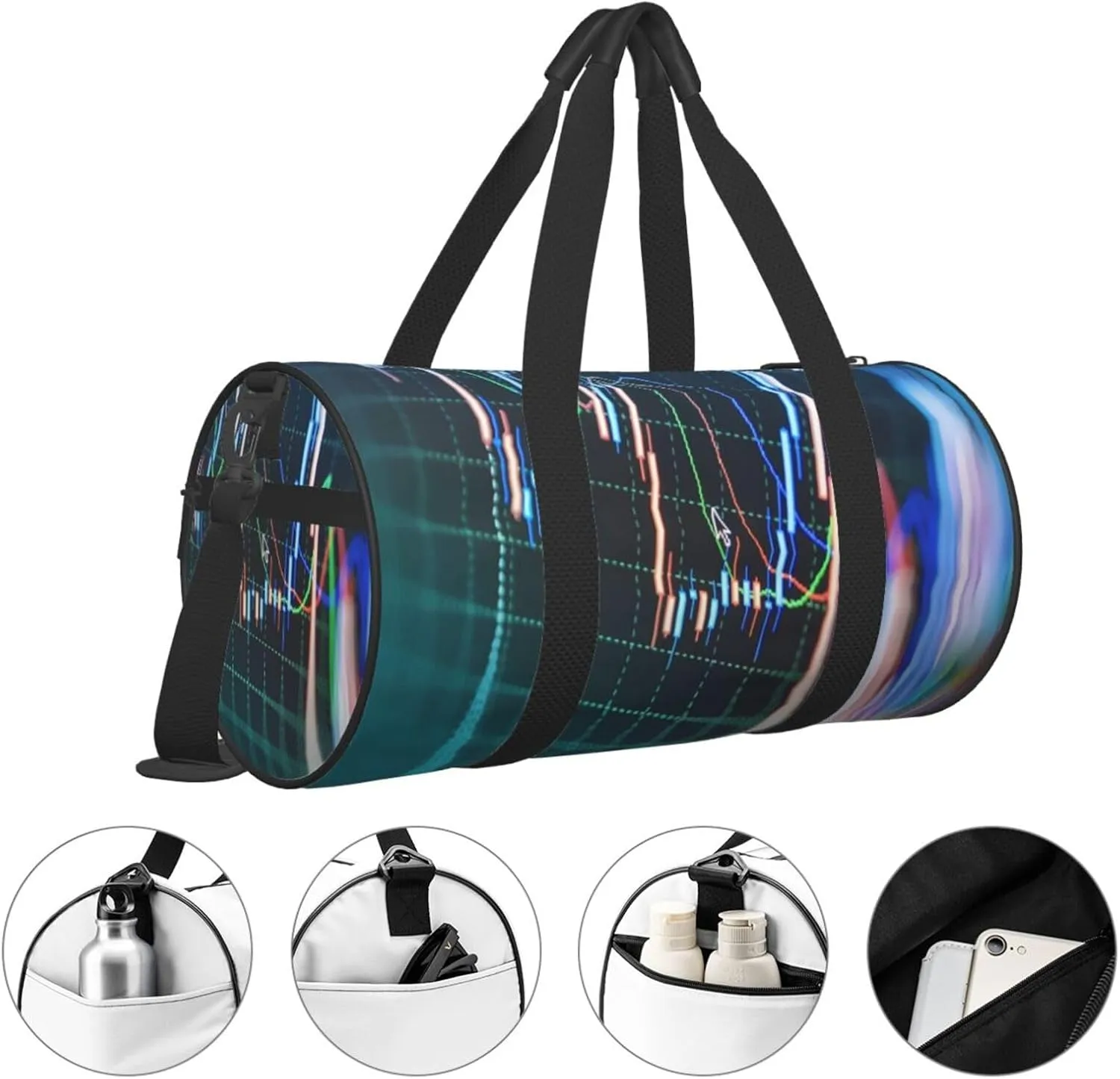 Travel Duffle Bag for Men Women, Trade Stock Market Duffle Bags for Sport Gym Overnight Luggage