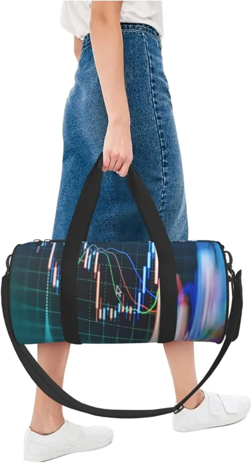 Travel Duffle Bag for Men Women, Trade Stock Market Duffle Bags for Sport Gym Overnight Luggage