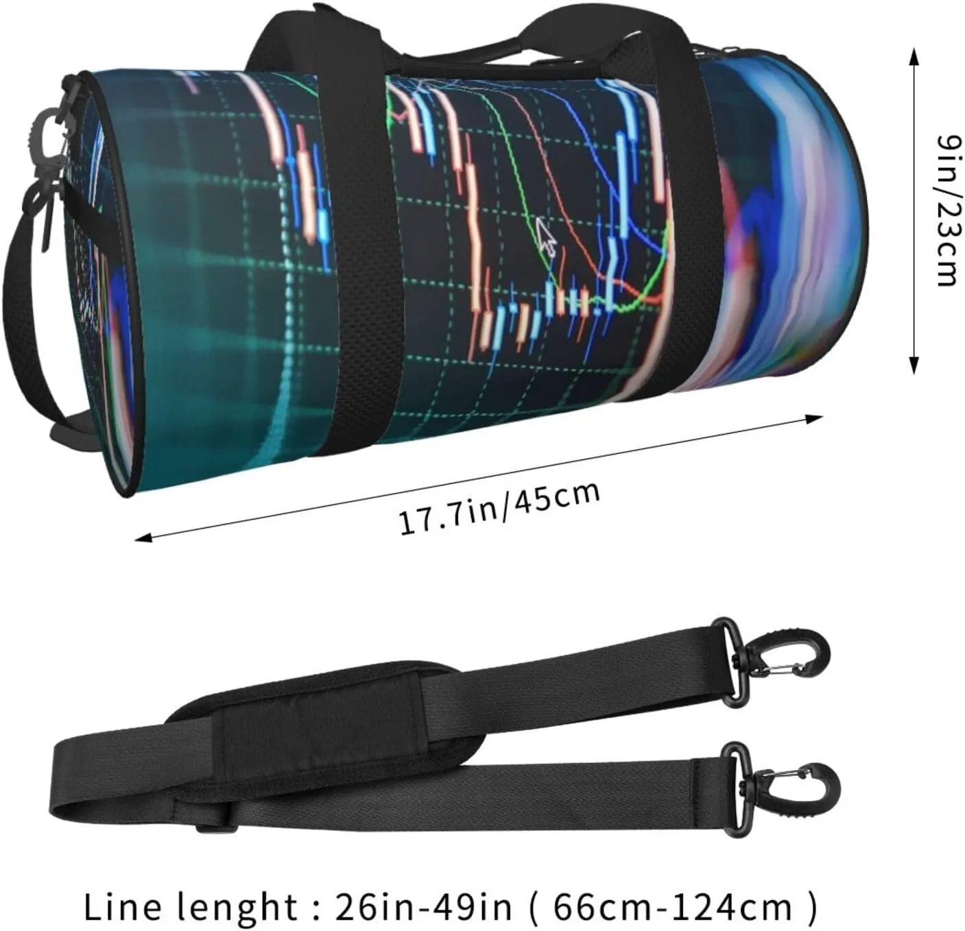 Travel Duffle Bag for Men Women, Trade Stock Market Duffle Bags for Sport Gym Overnight Luggage