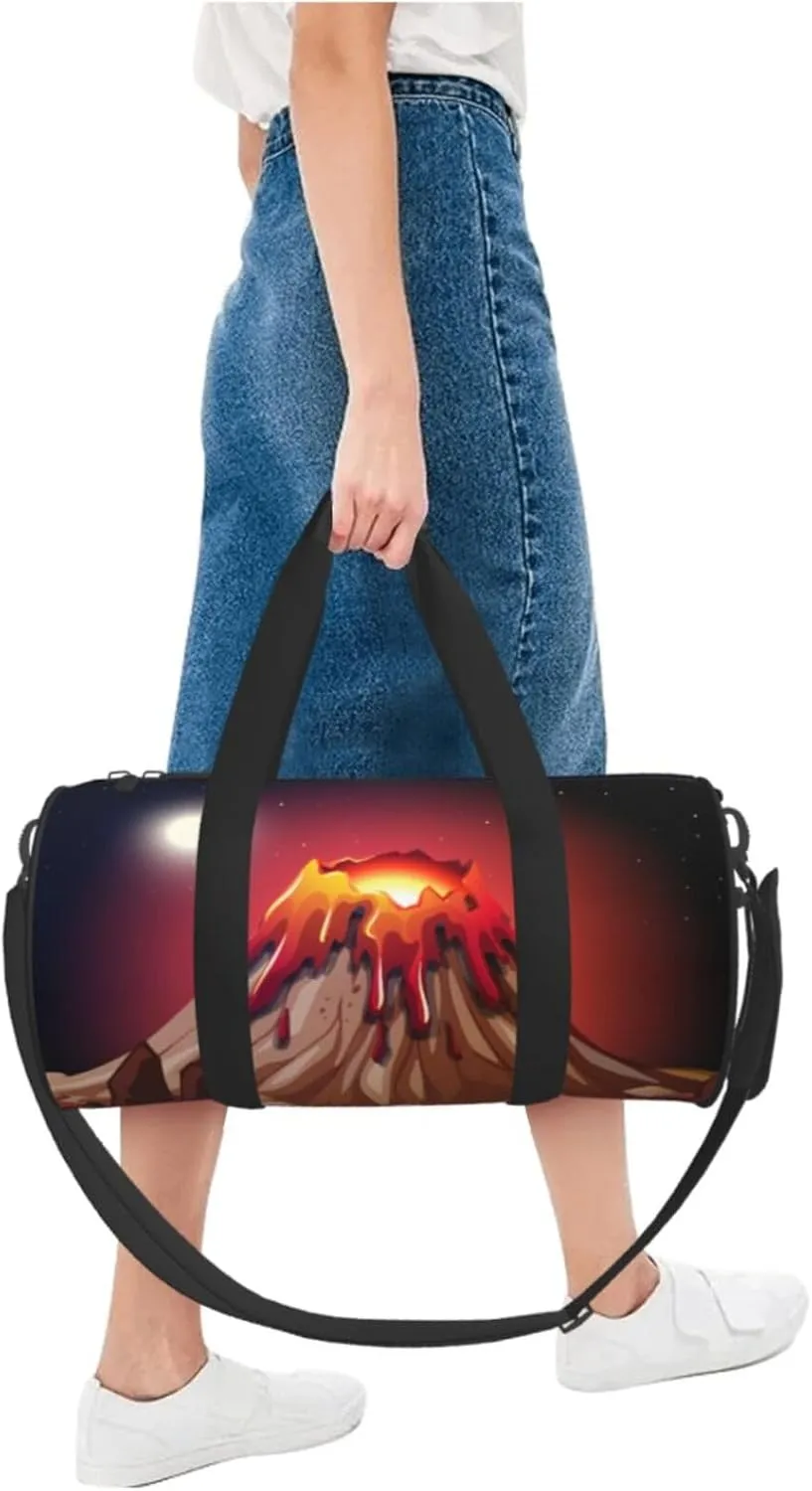 Travel Duffle Bag for Men Women, Volcano Eruption Duffle Bags for Sport Gym Overnight Luggage