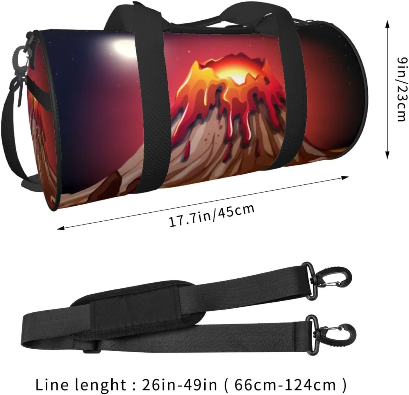 Travel Duffle Bag for Men Women, Volcano Eruption Duffle Bags for Sport Gym Overnight Luggage