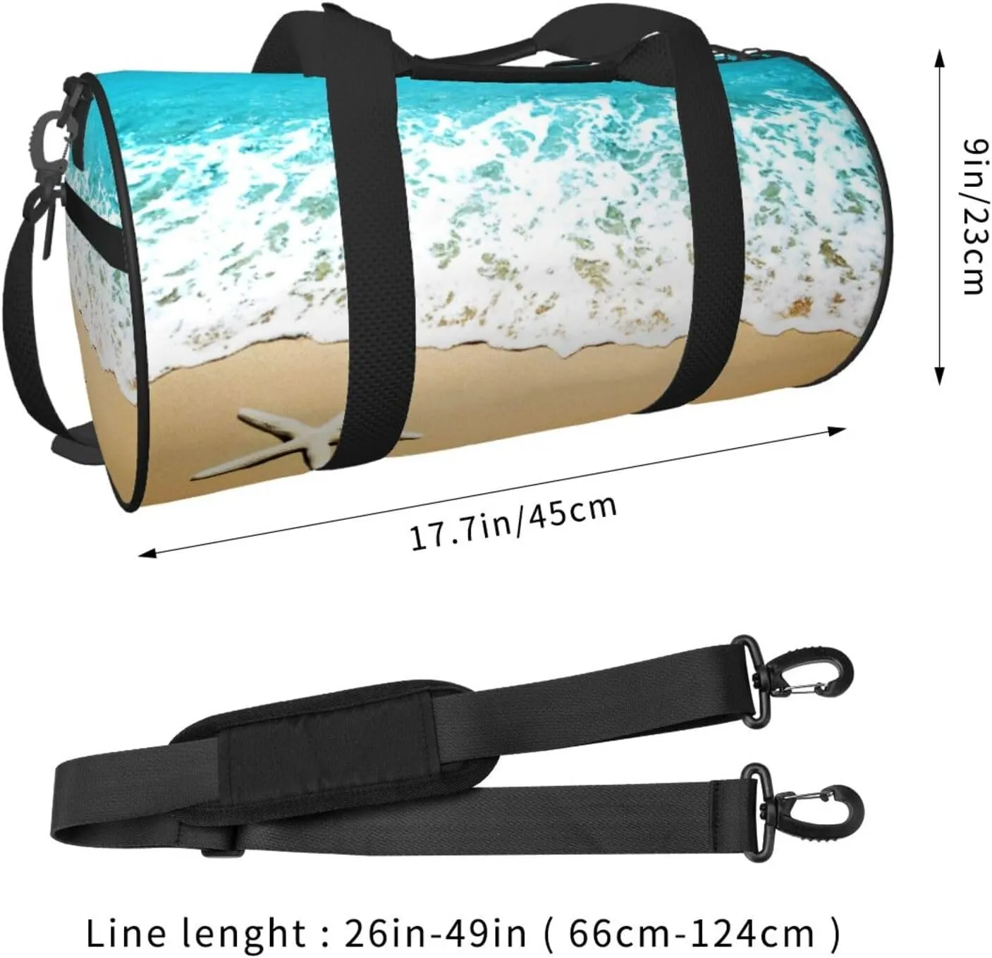 Travel Duffle Bag for Men Women, Wave Starfish Beach Sand Duffle Bags for Sport Gym Overnight Luggage