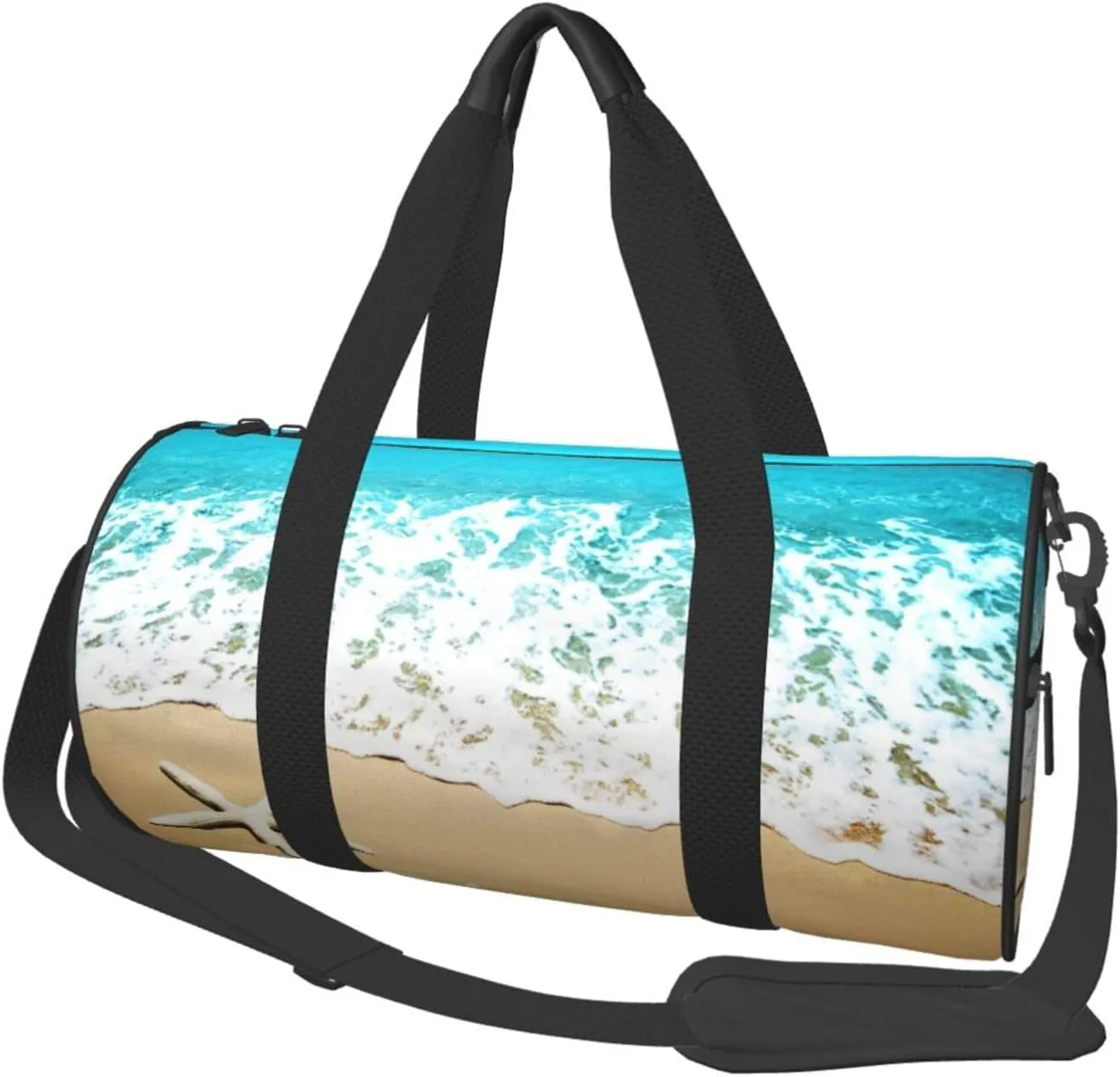 Travel Duffle Bag for Men Women, Wave Starfish Beach Sand Duffle Bags for Sport Gym Overnight Luggage