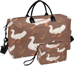 Travel Duffle Bag, Gooses Brown Gym Bag with Storage Bag Weekender Overnight Bag for Men Women Trip Sports Yoga