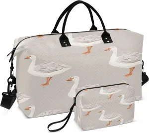 Travel Duffle Bag, Gooses Grey Gym Bag with Storage Bag Weekender Overnight Bag for Men Women Trip Sports Yoga