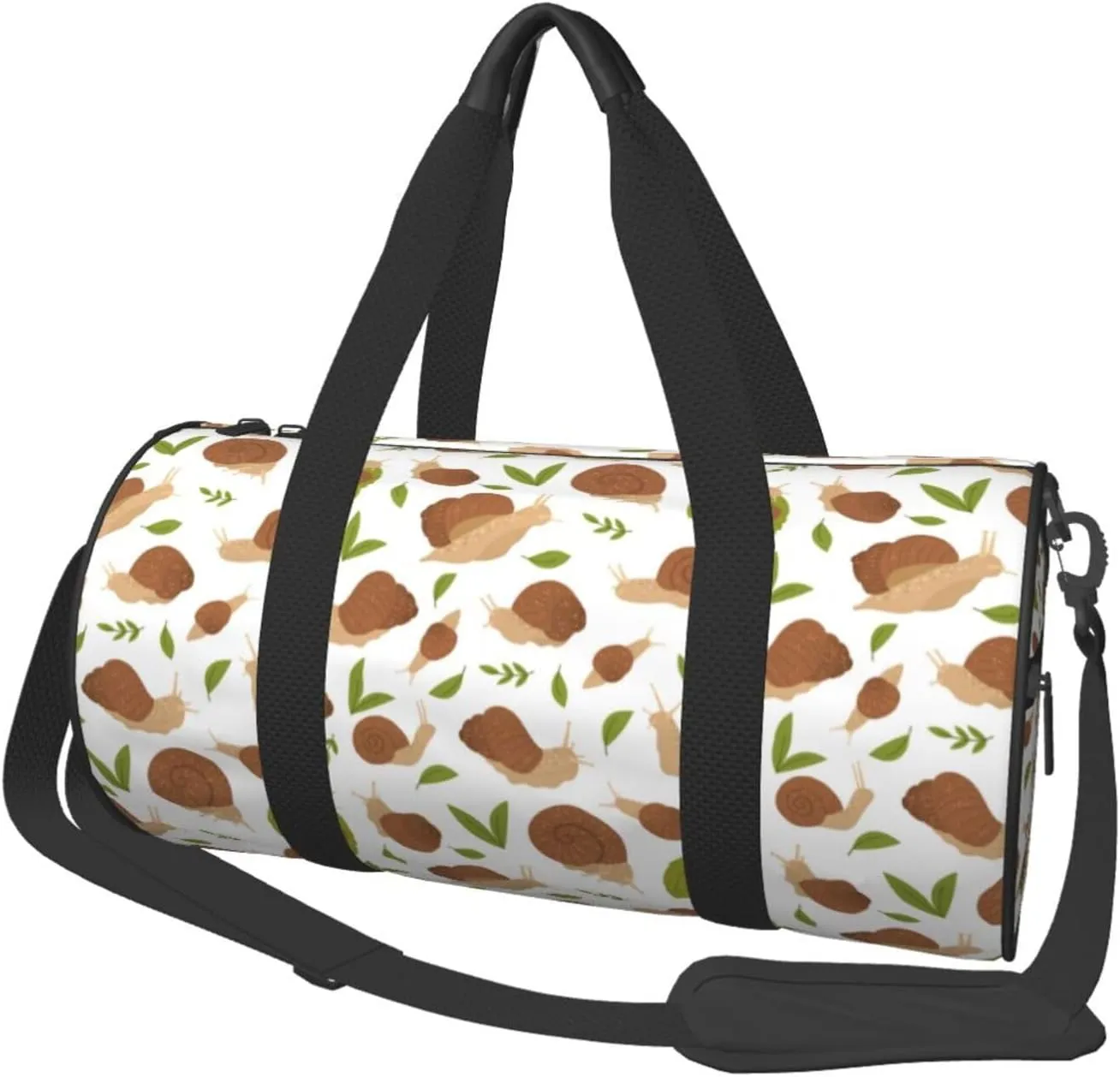 Travel Duffle Bag, Green Leaf Brown Snails Sports Gym Bag for Women Men, Carry On Bag Weekender Overnight Duffel Bag, Personal Item Travel Bag