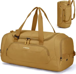 Travel Duffle Bag Men with Shoes Compartment Sports Gym Workout with Wet Pocket 40L Medium 2 In 1 Duffel Backpack for Women Weekender Overnight Bag for Airplane, Brown