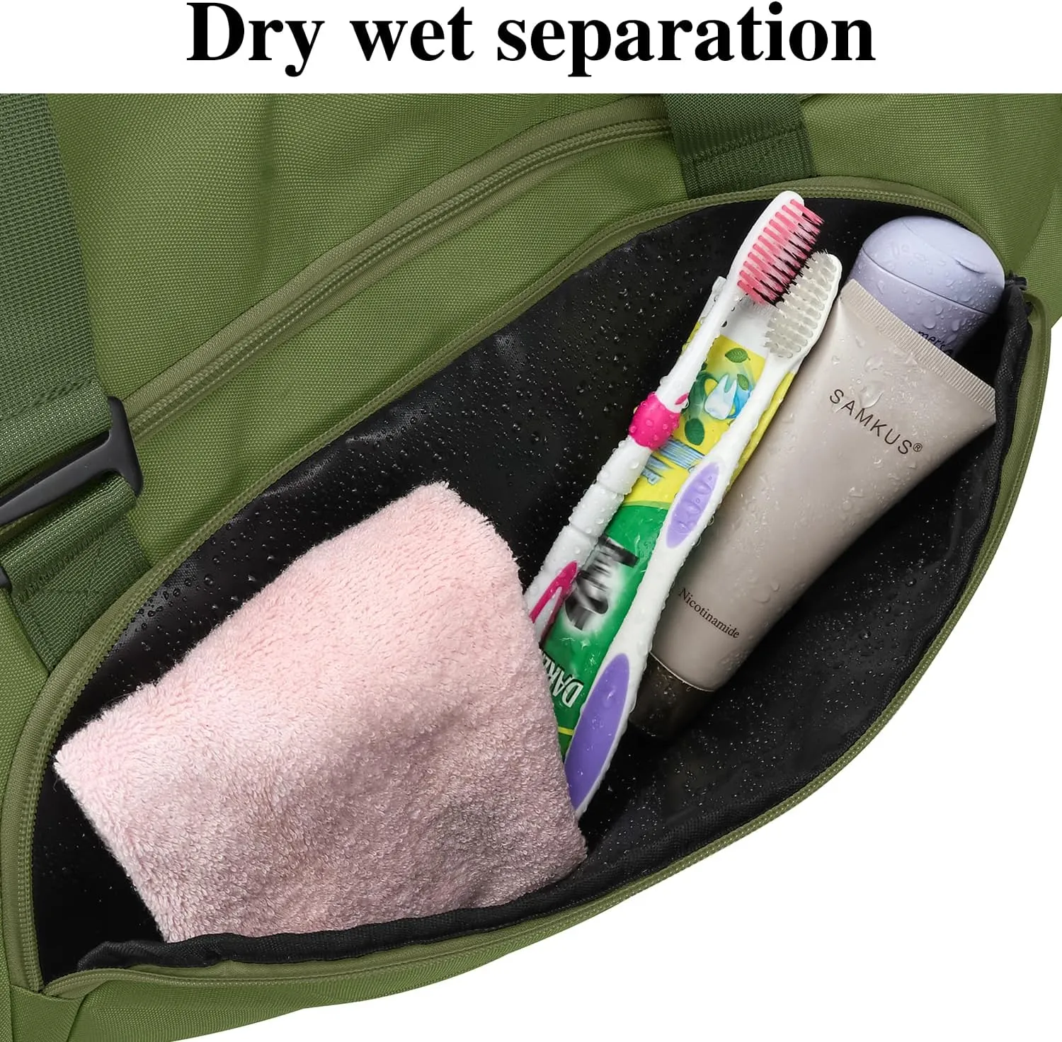 Travel Duffle Bag Men with Shoes Compartment Sports Gym Workout with Wet Pocket 40L Medium 2 In 1 Duffel Backpack for Women Weekender Overnight Bag for Airplane, Green
