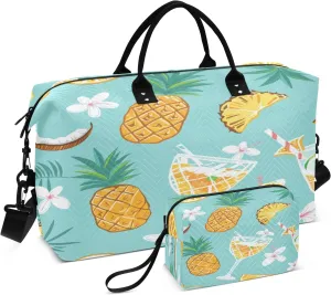 Travel Duffle Bag, Pineapple Juice Green Gym Bag with Storage Bag Weekender Overnight Bag for Men Women Trip Sports Yoga