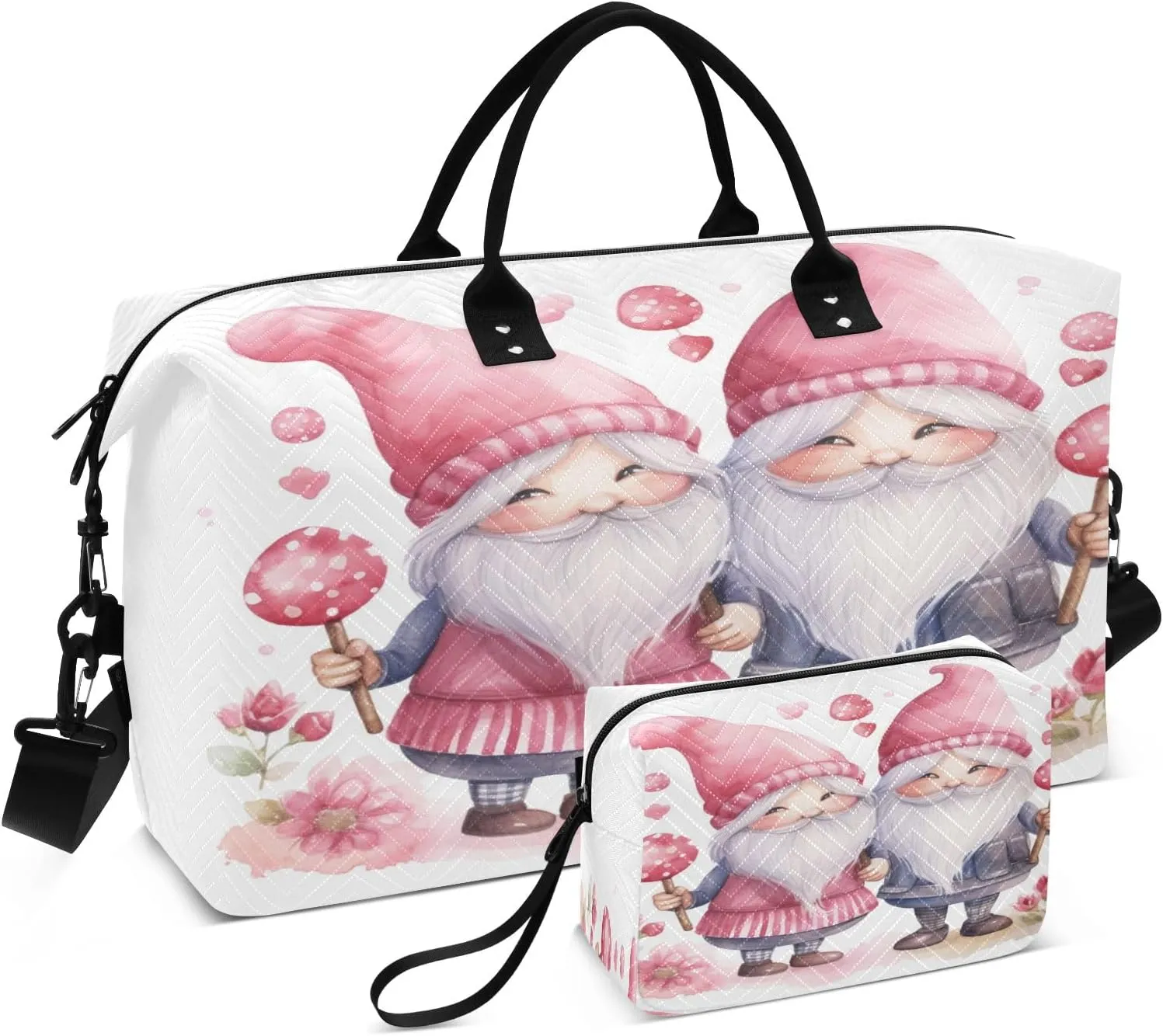 Travel Duffle Bag, Pink Dwarfs Gym Bag with Storage Bag Weekender Overnight Bag for Men Women Trip Sports Yoga