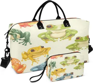 Travel Duffle Bag, Rainbow Frogs Gym Bag with Storage Bag Weekender Overnight Bag for Men Women Trip Sports Yoga