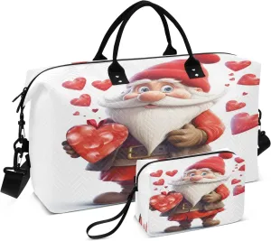 Travel Duffle Bag, Red Love Dwarf Gym Bag with Storage Bag Weekender Overnight Bag for Men Women Trip Sports Yoga