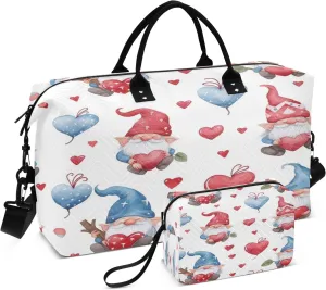 Travel Duffle Bag, Small Dwarf with Hearts Gym Bag with Storage Bag Weekender Overnight Bag for Men Women Trip Sports Yoga
