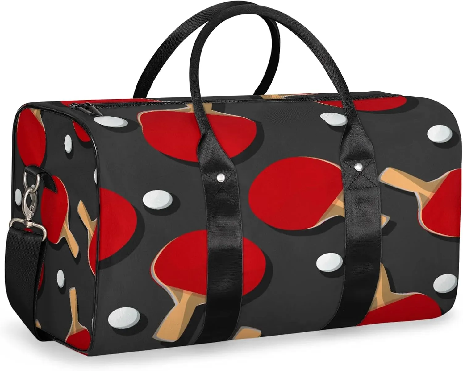Travel Duffle Bag Sport Ping Pong Racket Sports Gym Bags for Women Men Weekender Overnight Bags Waterproof Carry On Tote Bag Workout Bag for Dance Swimming Yoga Hospital