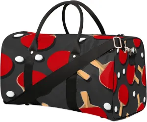 Travel Duffle Bag Sport Ping Pong Racket Sports Gym Bags for Women Men Weekender Overnight Bags Waterproof Carry On Tote Bag Workout Bag for Dance Swimming Yoga Hospital