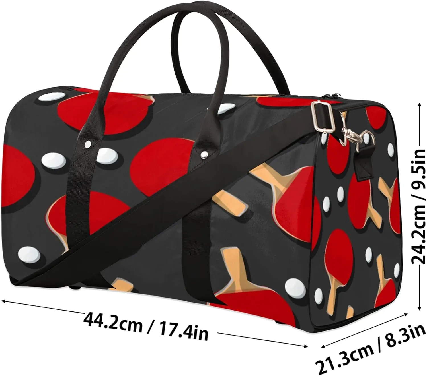Travel Duffle Bag Sport Ping Pong Racket Sports Gym Bags for Women Men Weekender Overnight Bags Waterproof Carry On Tote Bag Workout Bag for Dance Swimming Yoga Hospital