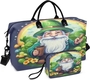Travel Duffle Bag, St. Patrick Dwarf Gym Bag with Storage Bag Weekender Overnight Bag for Men Women Trip Sports Yoga