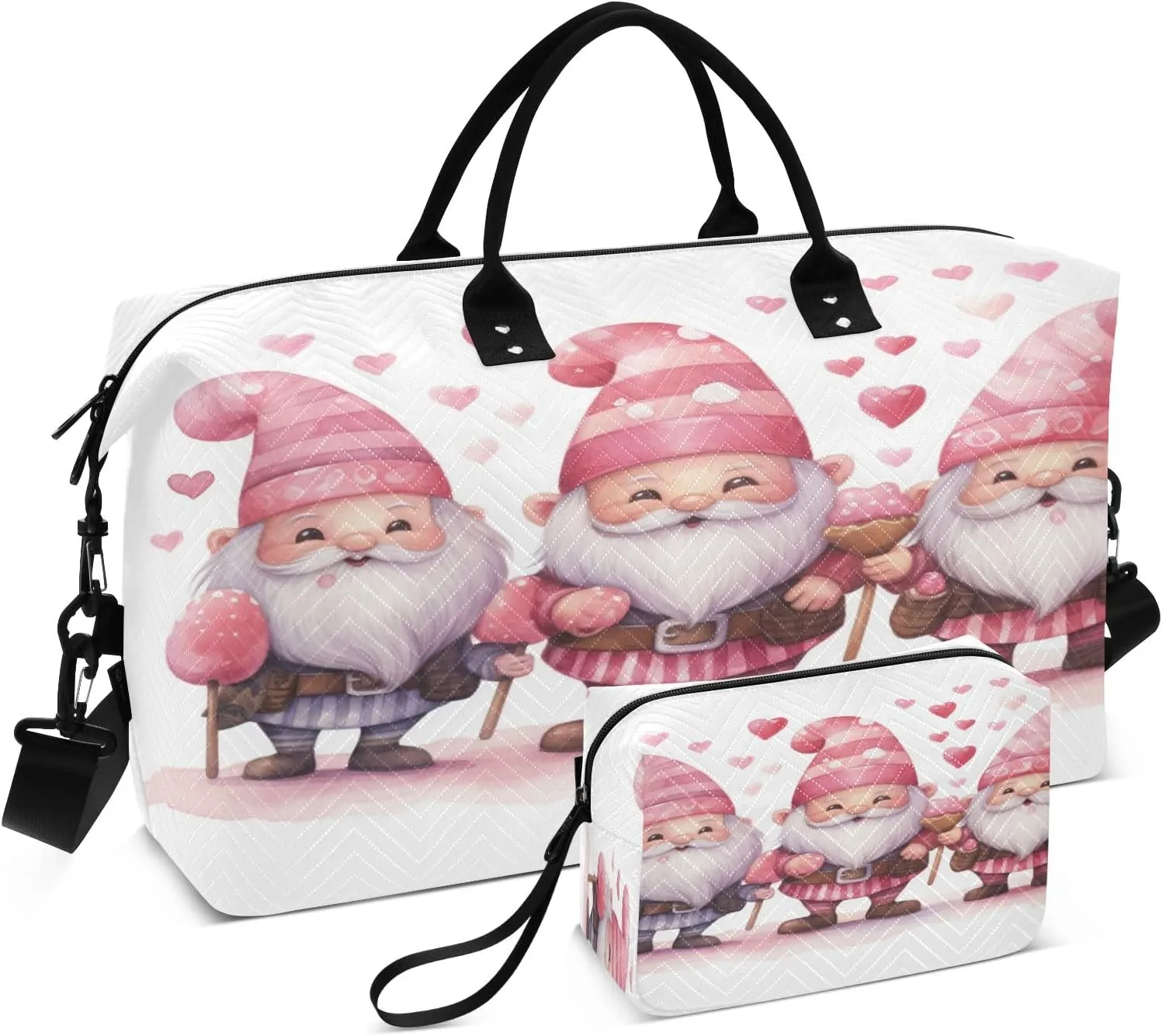 Travel Duffle Bag, Three Pink Dwarfs Gym Bag with Storage Bag Weekender Overnight Bag for Men Women Trip Sports Yoga