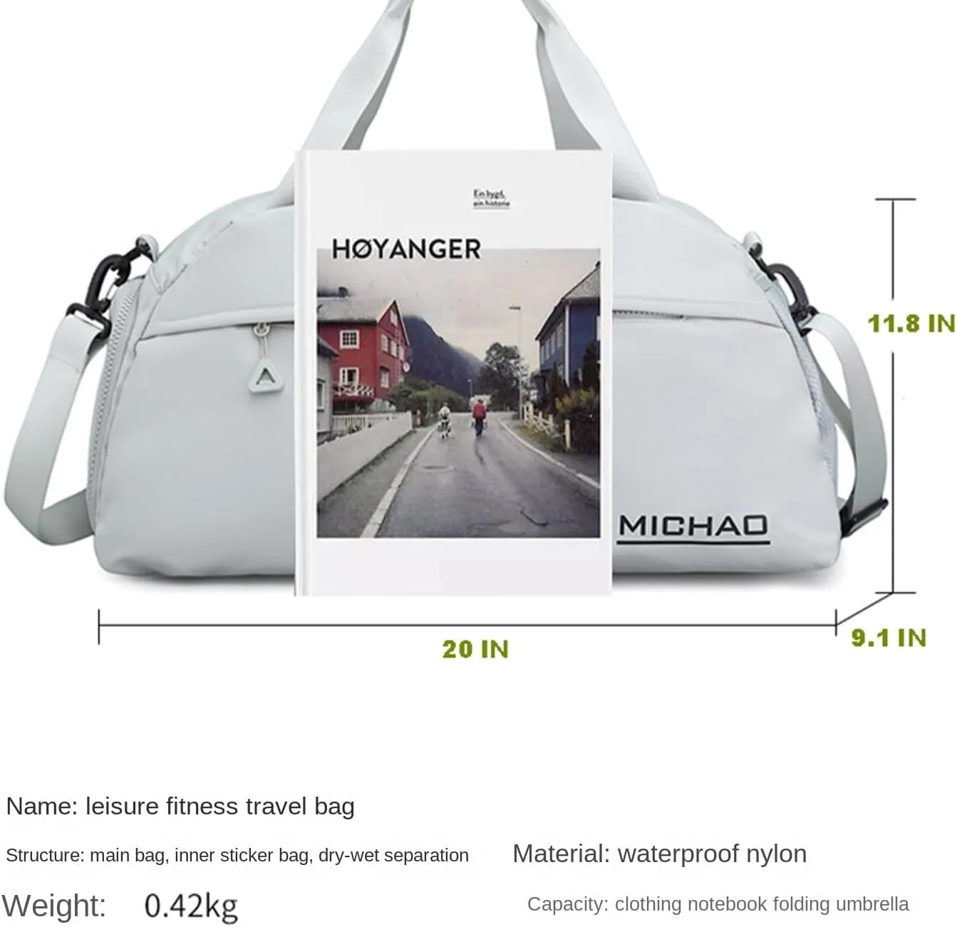 Travel Duffle Bag Waterproof Weekender Bag Carry On Tote Bags for Women, Duffel Bag Sport Gym Bag for Men Women Hospital Bag for Delivery Overnight Bag Luggage Bag (White)