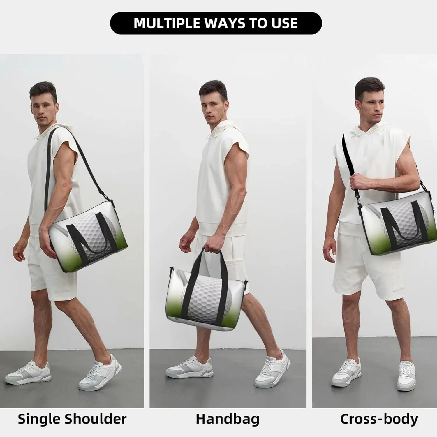 Travel Duffle Bag Weekender Bags for Men Women Adjustable Large Capacity Weekender Overnight Bag Carry On Tote Bags Waterproof Sport Gym Bag for Travel Yoga, Golf Ball, One Size
