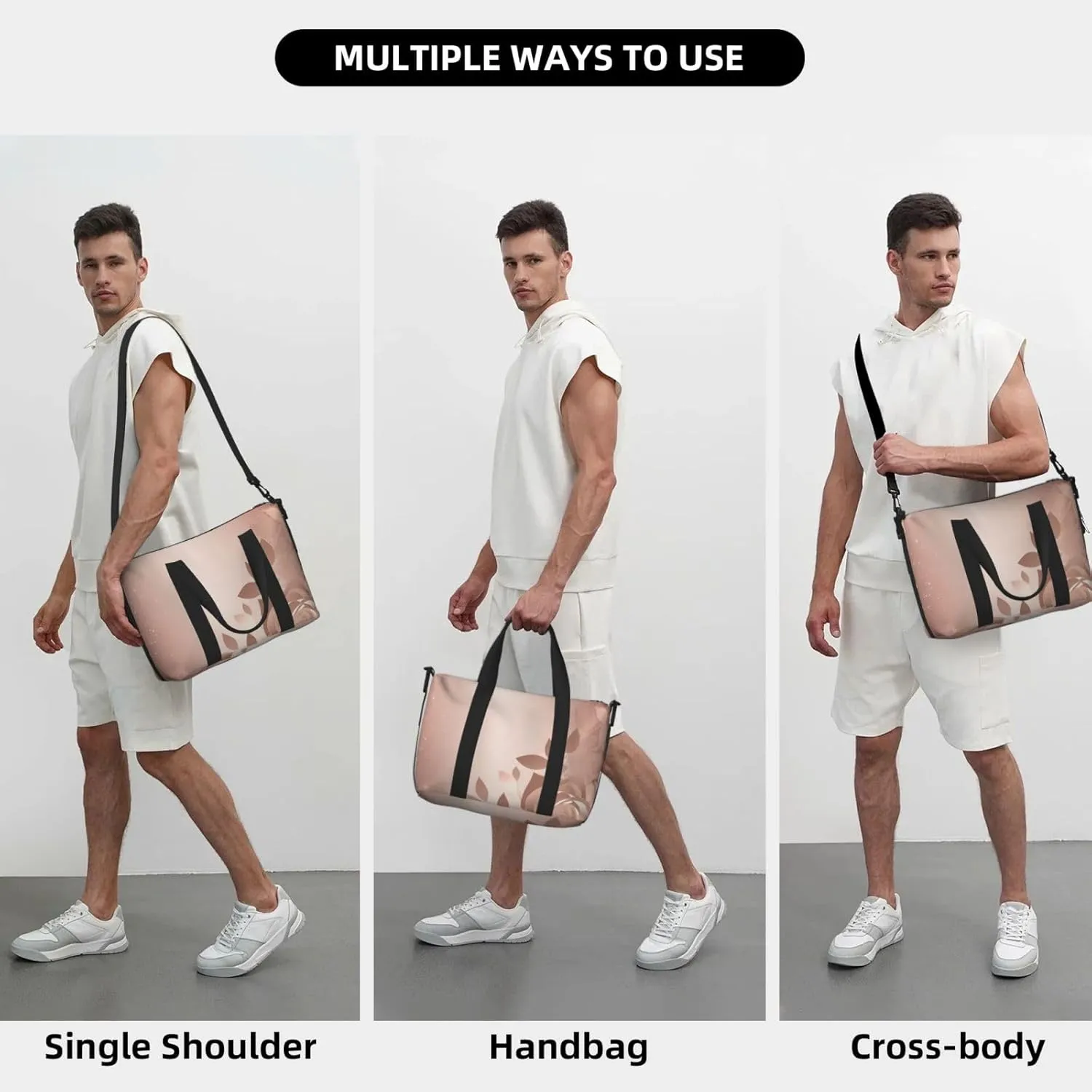 Travel Duffle Bag Weekender Bags for Men Women Adjustable Large Capacity Weekender Overnight Bag Carry On Tote Bags Waterproof Sport Gym Bag for Travel Yoga, Rose Gold Wallpaper, One Size