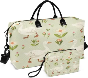 Travel Duffle Bag, Whildflower Gooses Gym Bag with Storage Bag Weekender Overnight Bag for Men Women Trip Sports Yoga