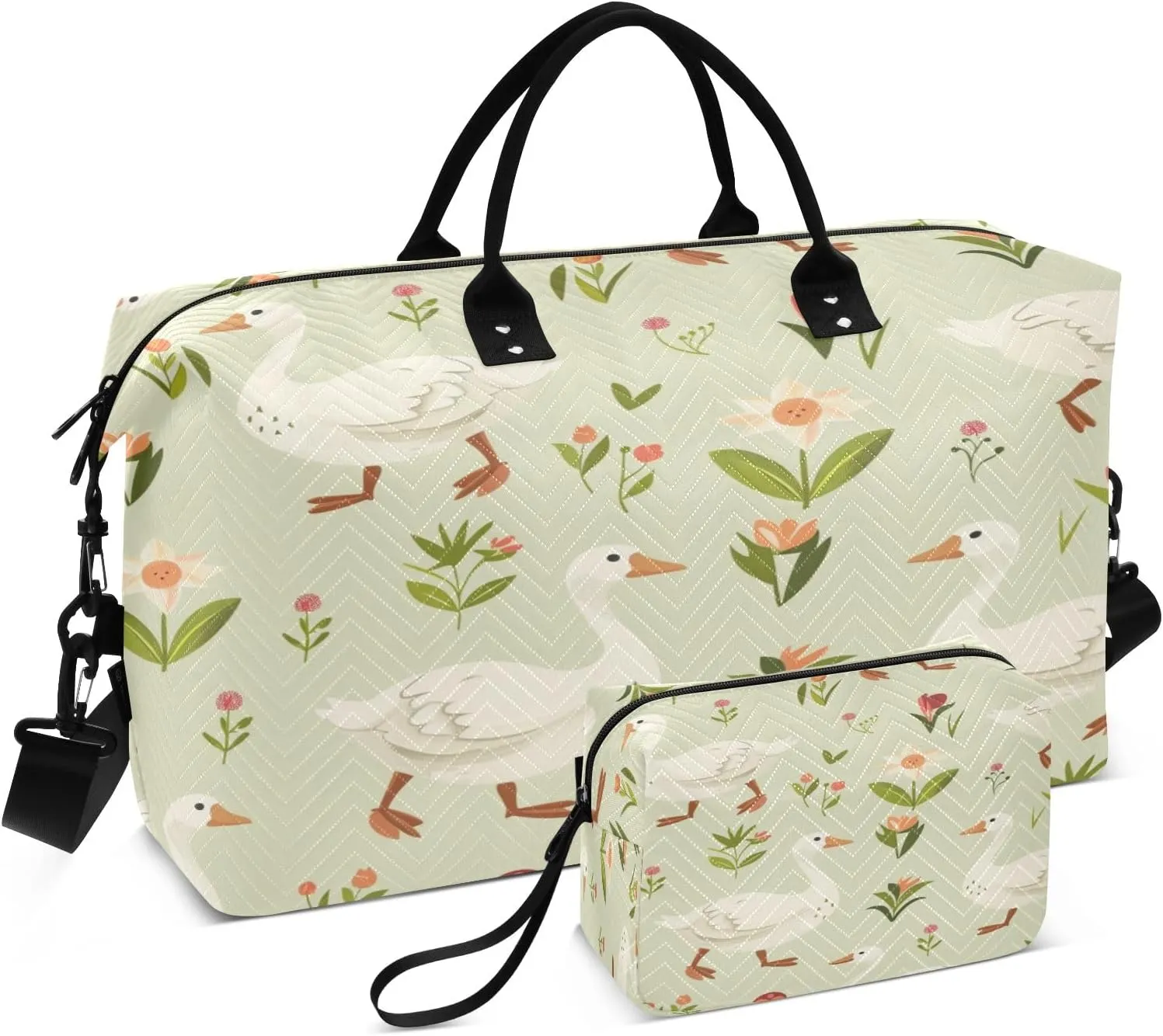Travel Duffle Bag, Whildflower Gooses Gym Bag with Storage Bag Weekender Overnight Bag for Men Women Trip Sports Yoga