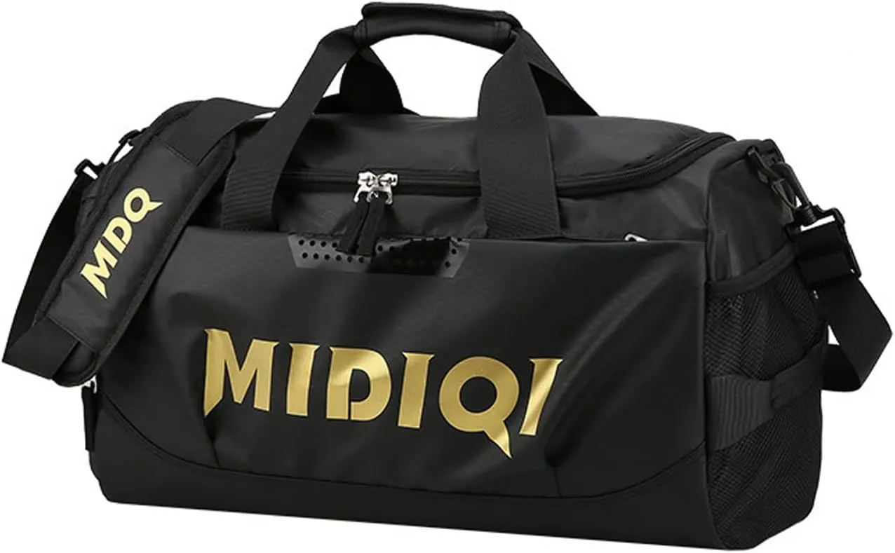 Travel Duffle Bags, Gym Bags for Men with Zippers and Handles, Waterproof Oxford Cloth Large Capacity Travel Bag for Travel, Gym, Weekend (Gold Print)