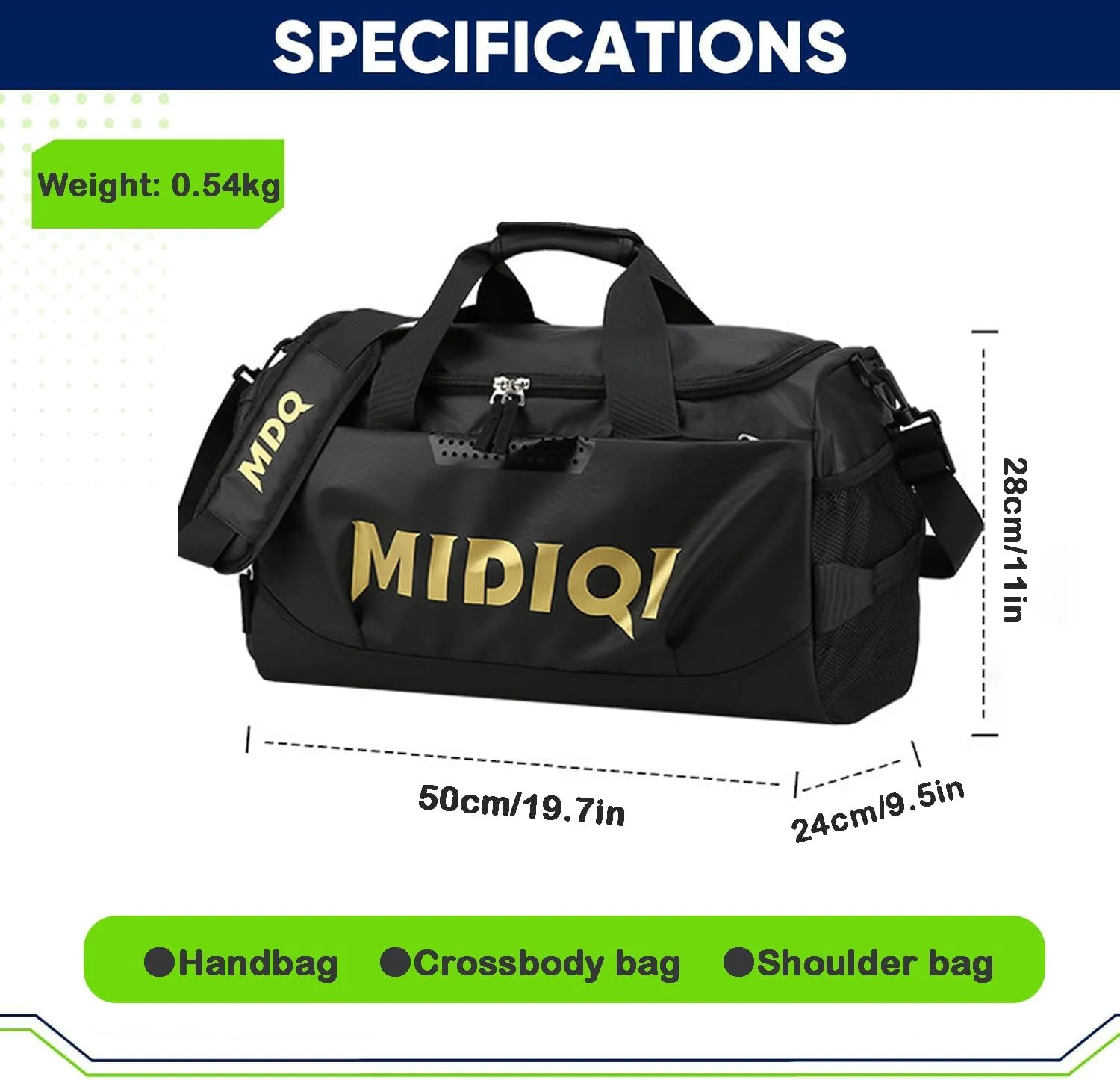 Travel Duffle Bags, Gym Bags for Men with Zippers and Handles, Waterproof Oxford Cloth Large Capacity Travel Bag for Travel, Gym, Weekend (Gold Print)