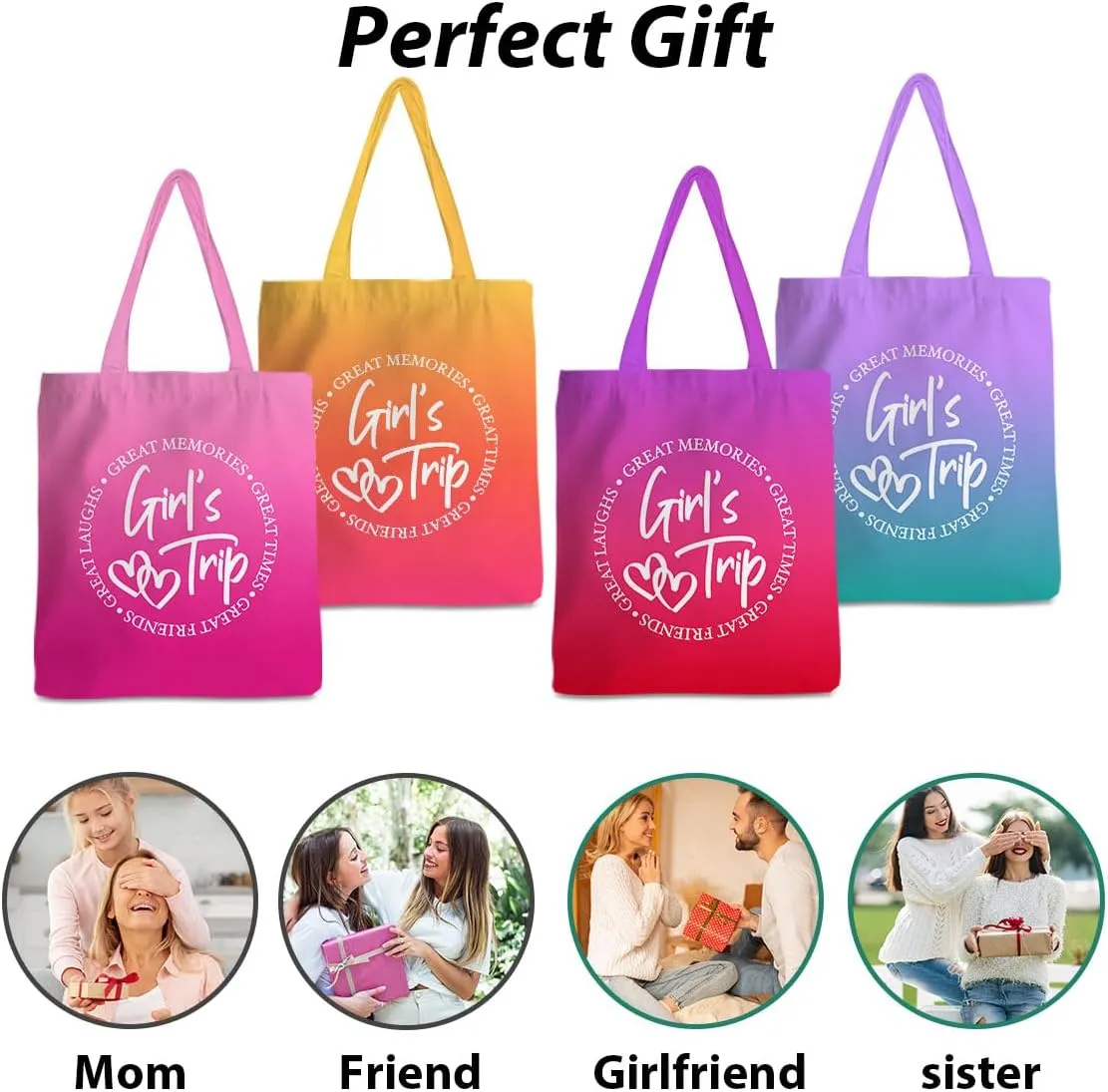 Travel Gifts, Weekend Vacation Trip Tote Bag, Weekender Bags for Women Friends, Friendship Gifts