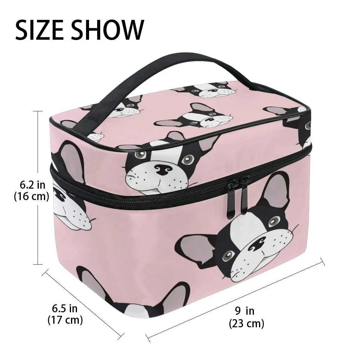 Travel Makeup Bags French Bulldog Big Cosmetic Case Organizer Portable Artist Storage Bag
