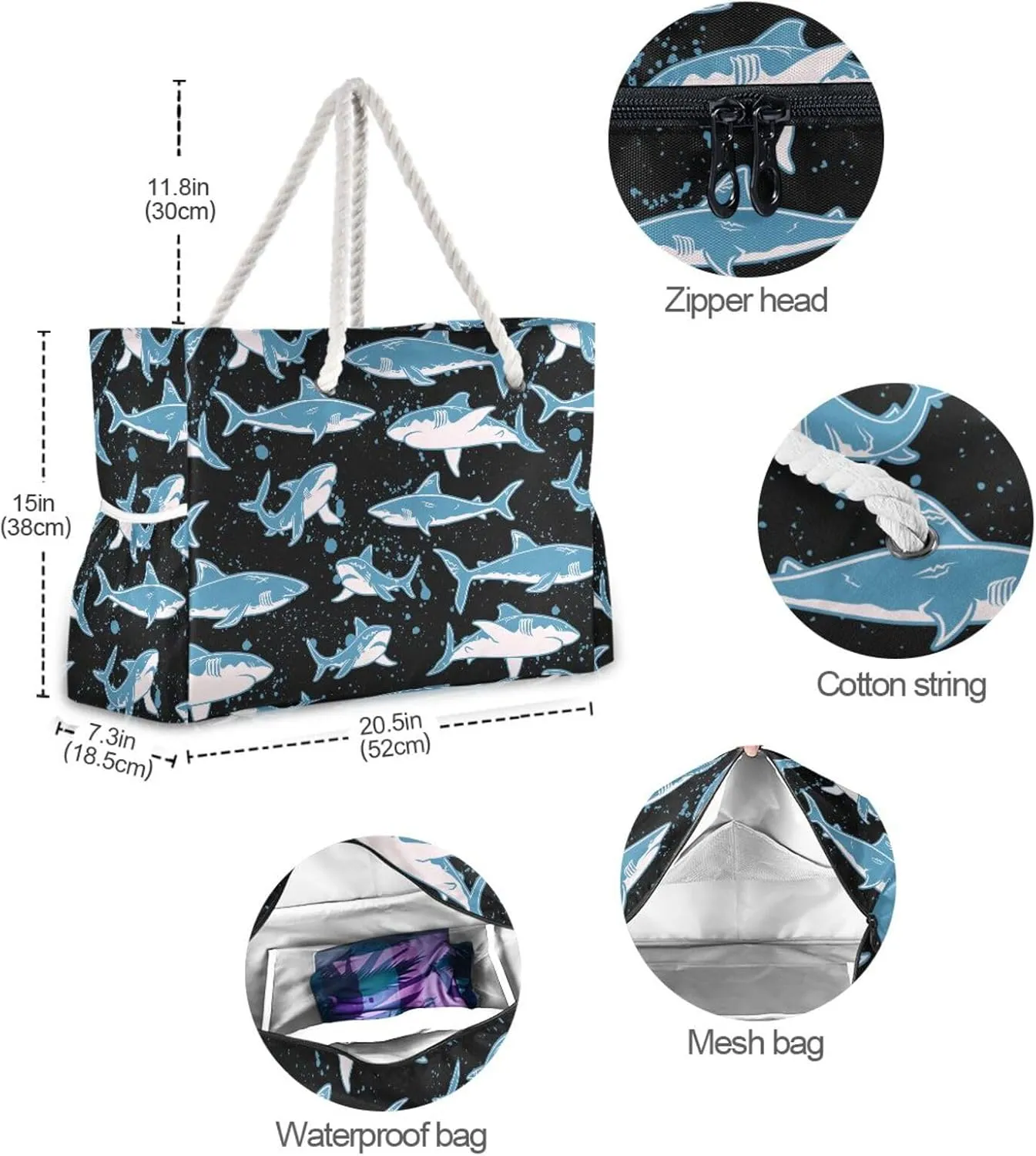 Travel Tote Bags Top Zipper,Women Waterproof Sandproof