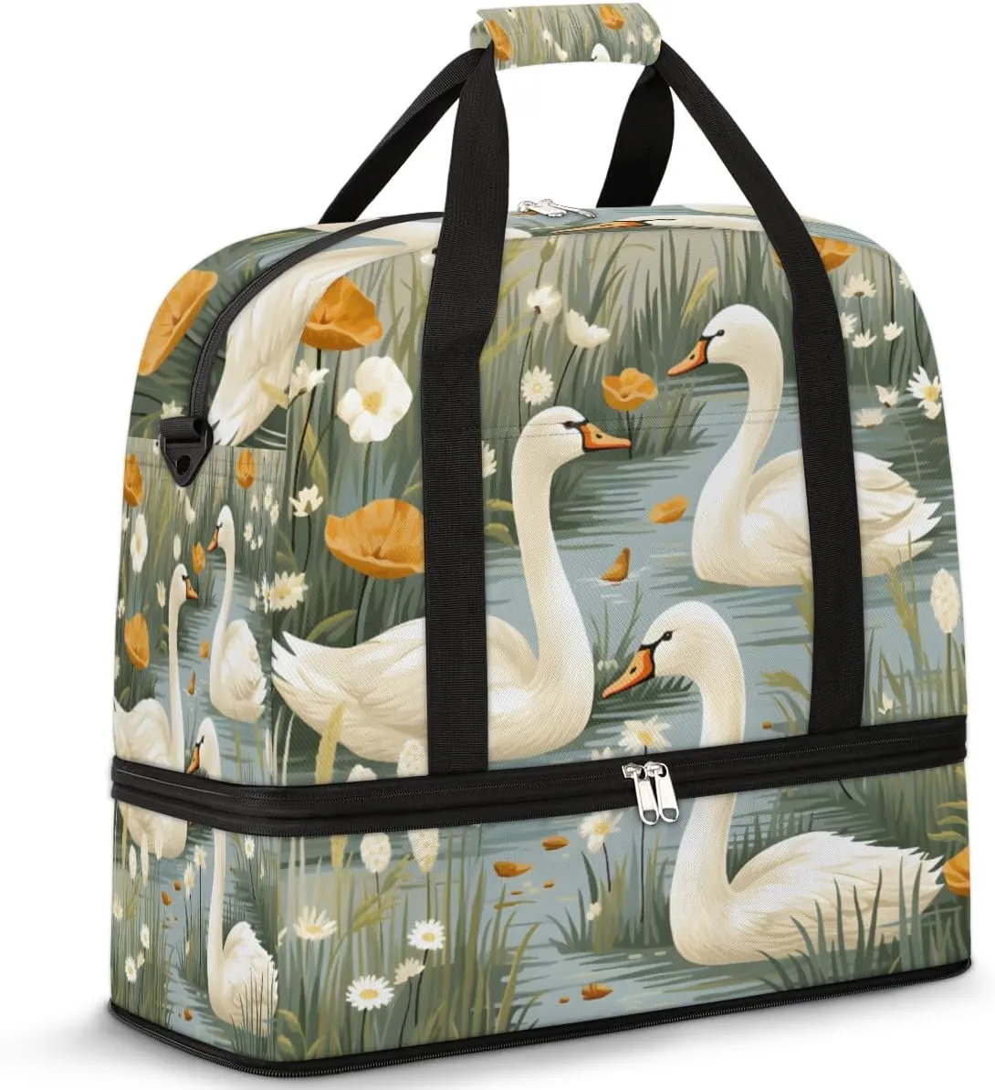 Travel Weekend Bag Goose Sports Tote Gym Bags for Women Men, Goose Swimming Shoulder Weekender Overnight Bag with Shoes
