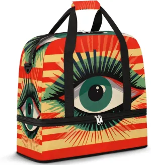 Travel Weekend Bag Seeing Eye Sports Tote Gym Bags for Women Men, Ethic Shoulder Weekender Overnight Bag with Shoes