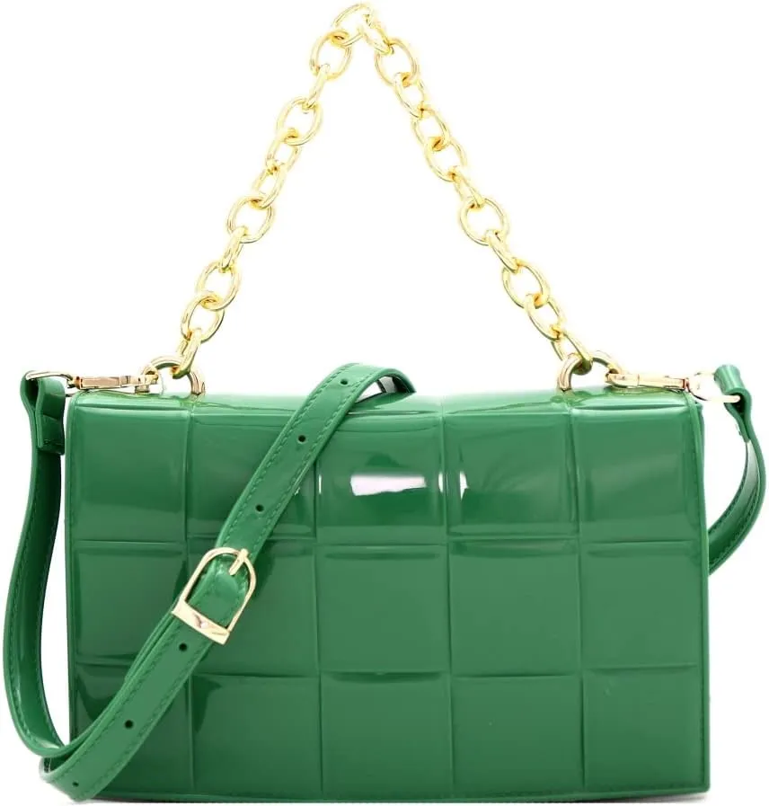 Trendeology Chain Accent Woven Effect Jelly 2-Way Shoulder Bag Crossbody
