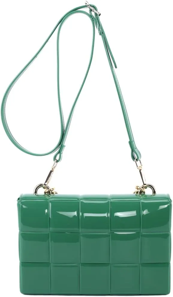 Trendeology Chain Accent Woven Effect Jelly 2-Way Shoulder Bag Crossbody