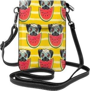 Trendy mini Funny French Bullfighting Watermelon print crossbody cell phone bag for women,everyday use and travel handbag