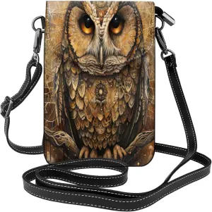 Trendy mini Owl Beliefs print crossbody cell phone bag for women,everyday use and travel handbag